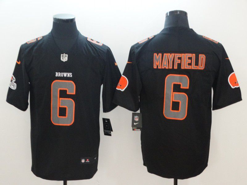 Men Cleveland Browns #6 Mayfield Nike Fashion Impact Black Color Rush Limited NFL Jerseys
